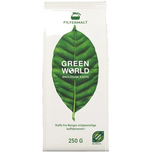 Green World Kaffe Økologisk Filtermalt 250g