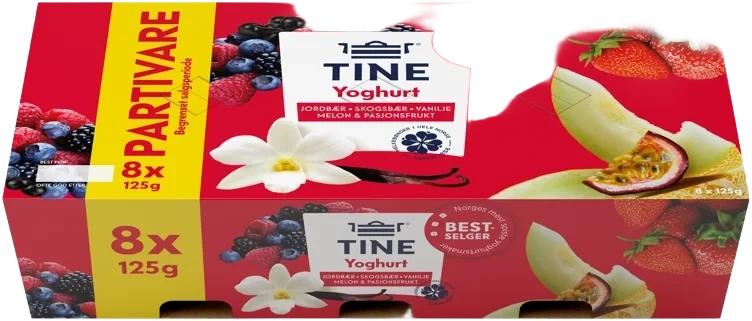 Yoghurt Mix Vanilje/Bær/Melon 8x125g Tine