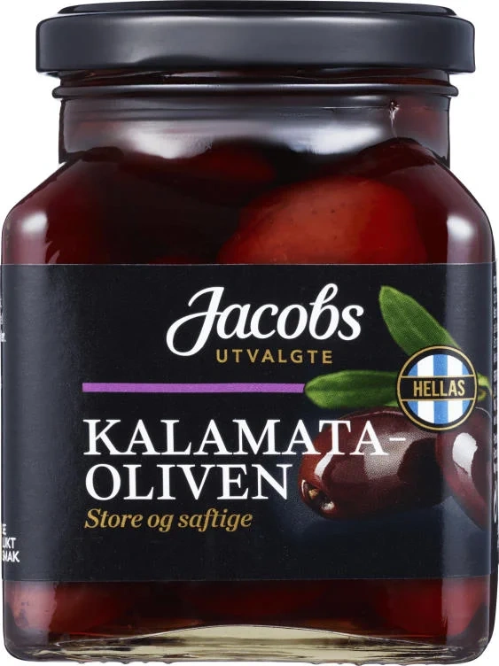 Oliven Kalamata m/sten 300g Jacobs Utvalgte
