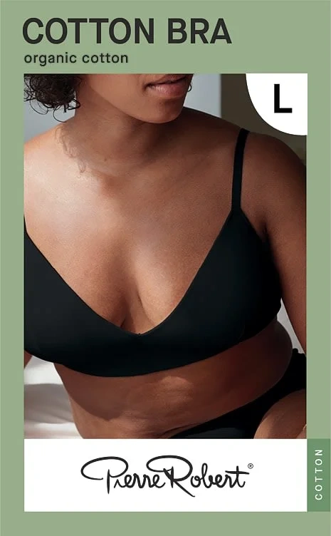 Cotton Bra Black L Pierre-Robert