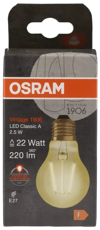 Led Vintage 1906 Classic A 22 Non-dim Klar Gullfarget E27