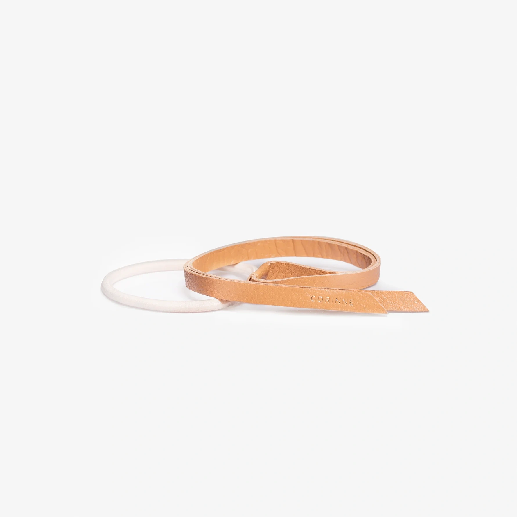 Corinne Leather Band Short Narrow Camel
