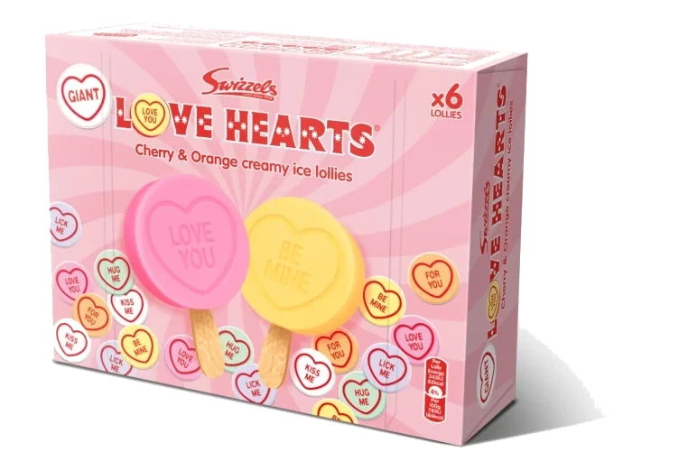 Love Hearts Ice Lollies 6stk Swizzels