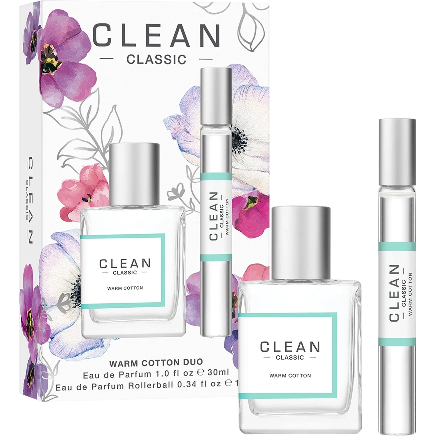 Clean Gift Set Classic Warm Cotton Duo 30 ml + Rollerball 10 ml