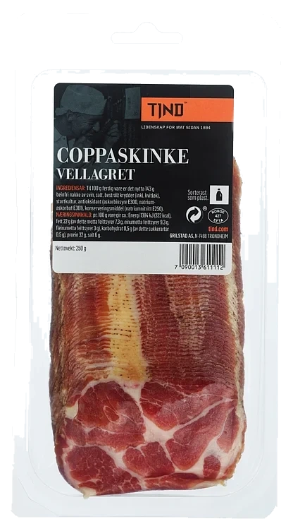 Vellagret coppaskinke skivet 250g