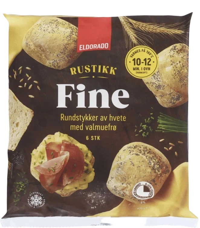 Fine Rundstykker Av Hvete m/valmue Rustikk 420g