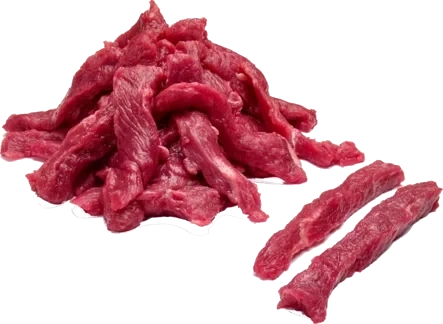 Nötbog strimlad