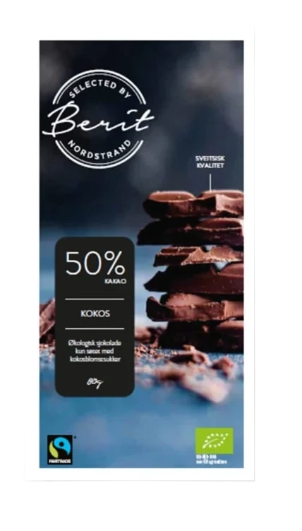 Sjokolade 50% Kakao&Kokos 80g Berit