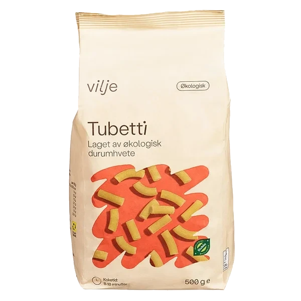 Pasta Tubetti Økologisk 500g Vilje