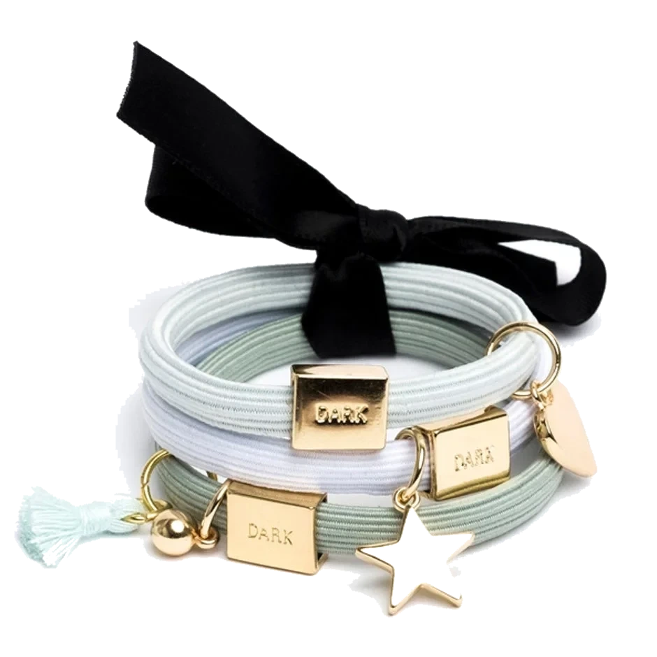 Dark Hair Ties 3 Pk Charm Combo