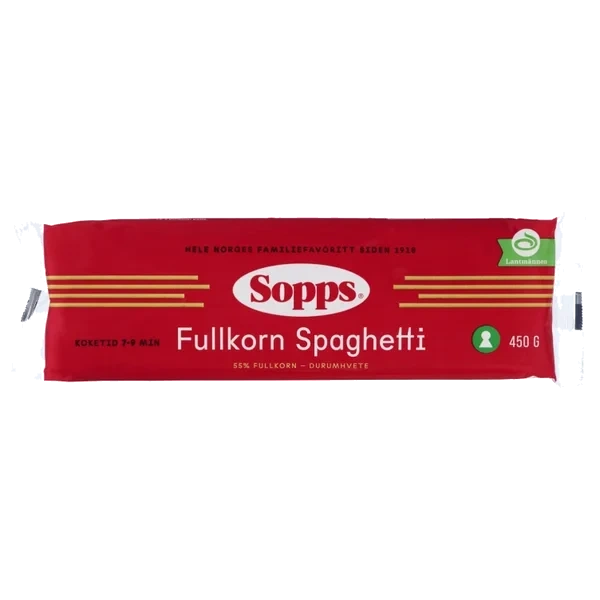 Spaghetti Fullkorn 450g Sopps