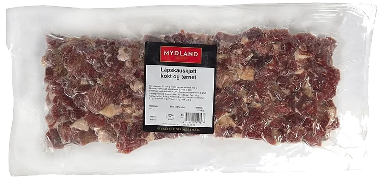 Lapskauskjøtt Kokt Ternet Frys Ca 10kg Kart Mydland