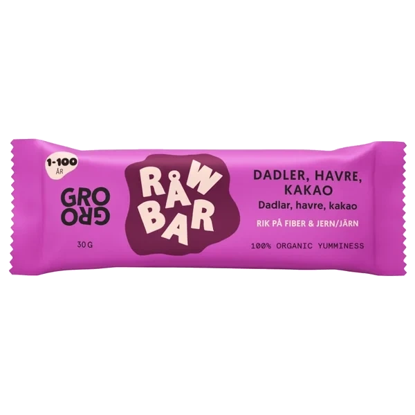 Råwbar Dadler Havre Kakao 20x30g Grogro