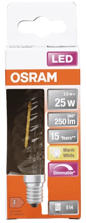 Led Lyspære Cl Bw 25 Klar E14 Dim Osram