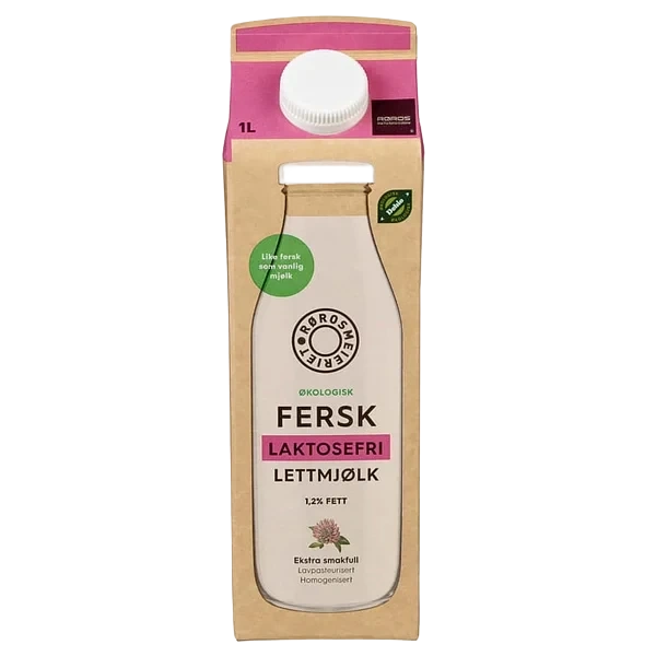 Lettmjølk laktosefri 1,2% fett økol.  1l