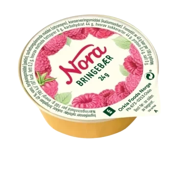Bringebærsylt Porsj 24g Nora