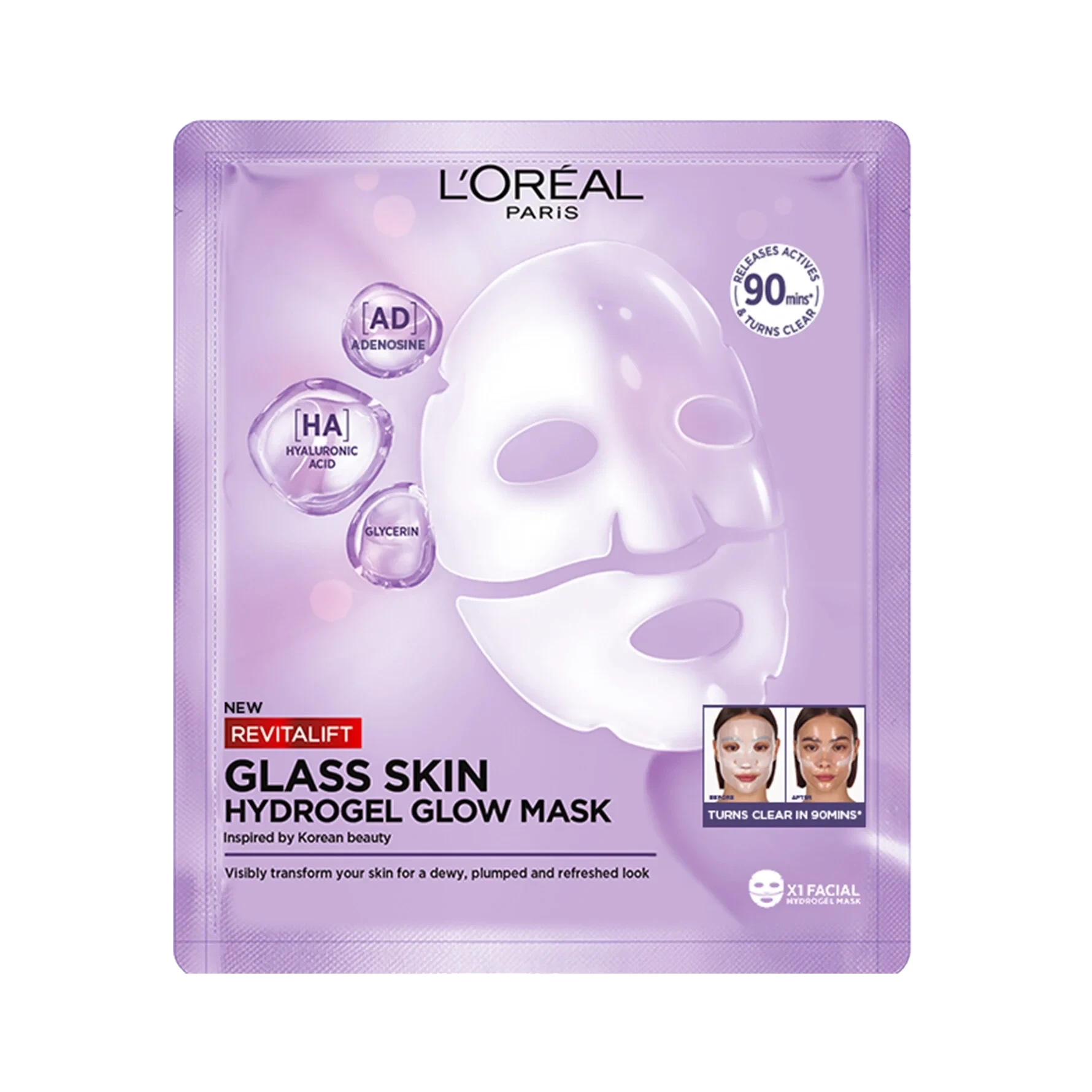 L'Oréal Paris Revitalift Filler Glass Skin Hydrogel Glow Mask 1 PCE