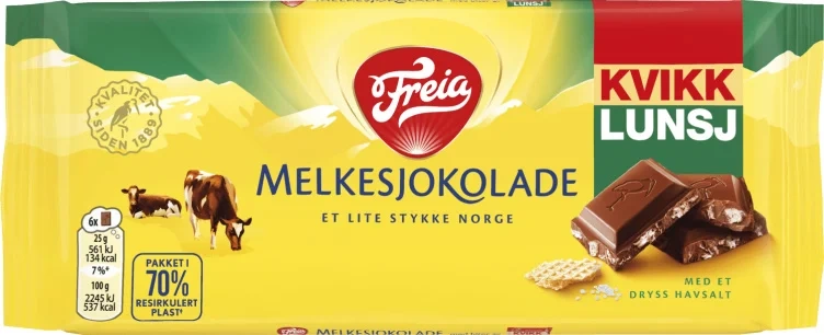 Melkesjokolade Kvikk Lunsj 100g Freia