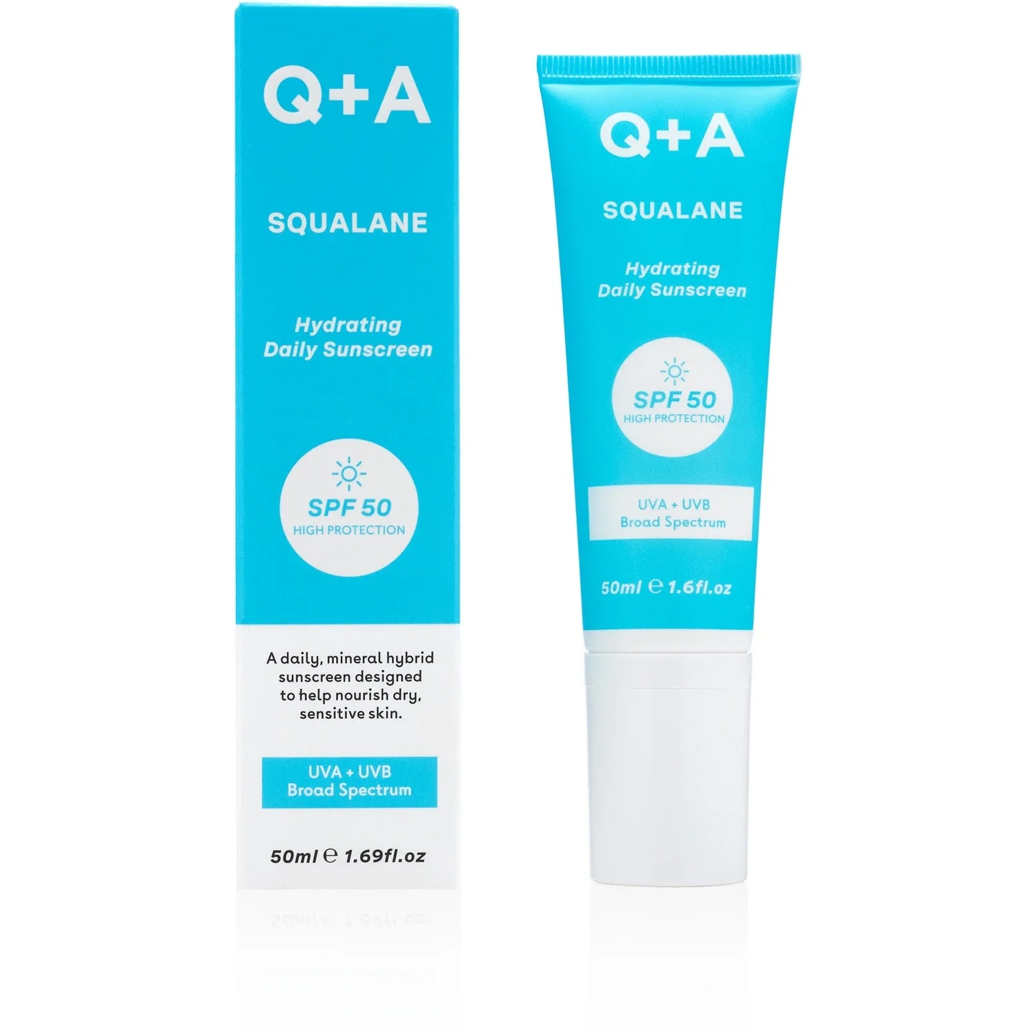 Q+A Squalane Hydrating Daily Sunscreen SPF 50, 50 ml