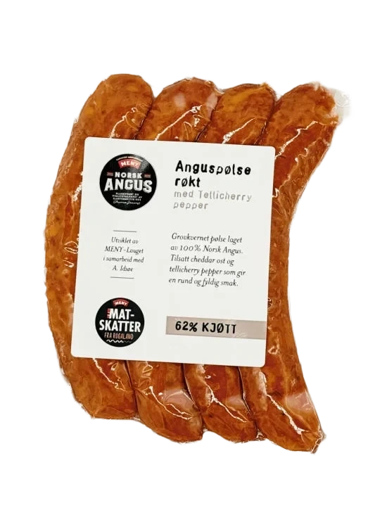 Anguspølse Cheddar&Pepper Ca260g Meny