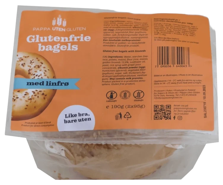Bagels m/Linfrø glutenfri 2x95g Pappa uten Gluten