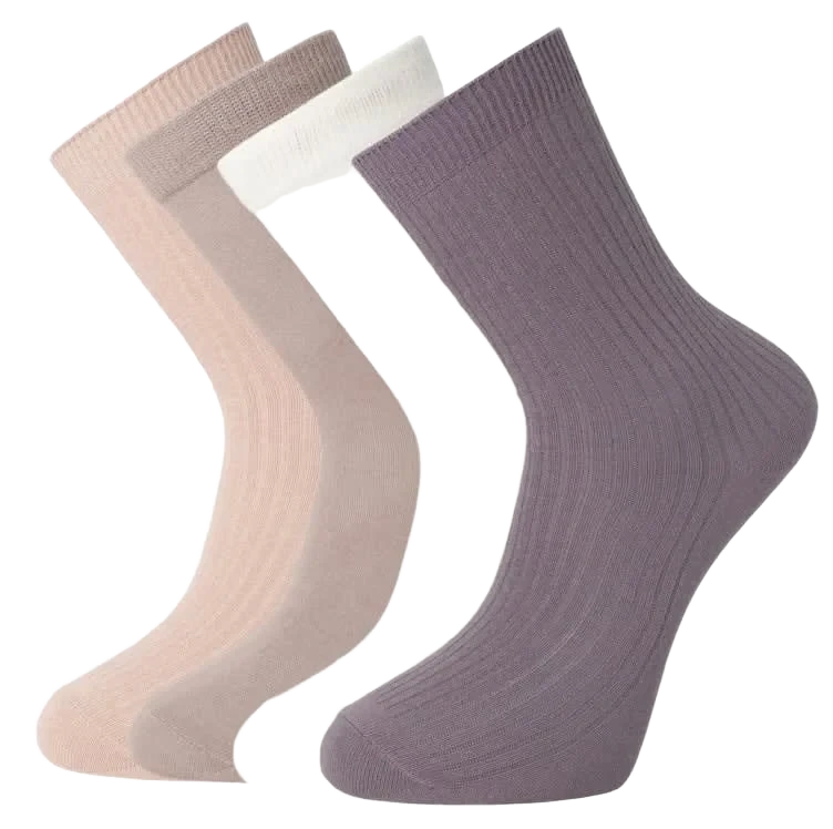 Basic Socks X4 Pastel Rib 37-40
