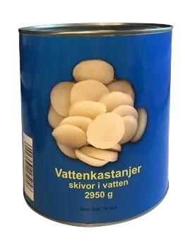 Vattenkastanjer skivor i vatten