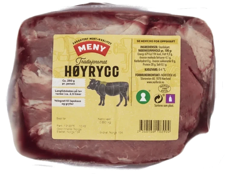 Storfe Høyrygg i Bit Ca700g Meny