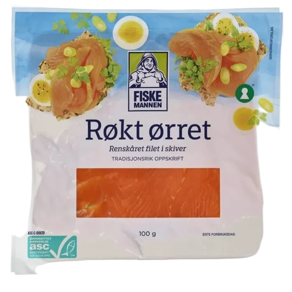 Ørret Røkt skivet 100g Fiskemannen