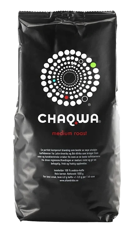 Chaqwa medium roast hele bønner   6x1kg