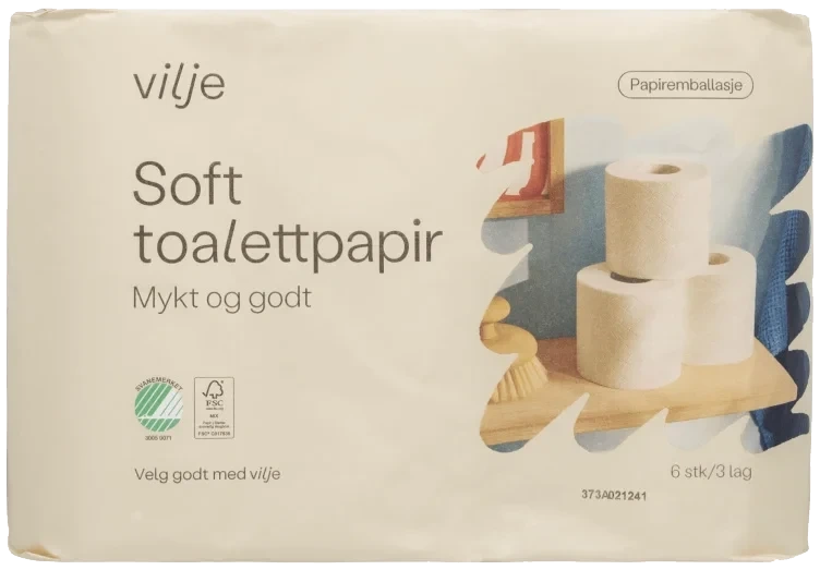 Toalettpapir Soft 6rl i Papiremballasje Vilje