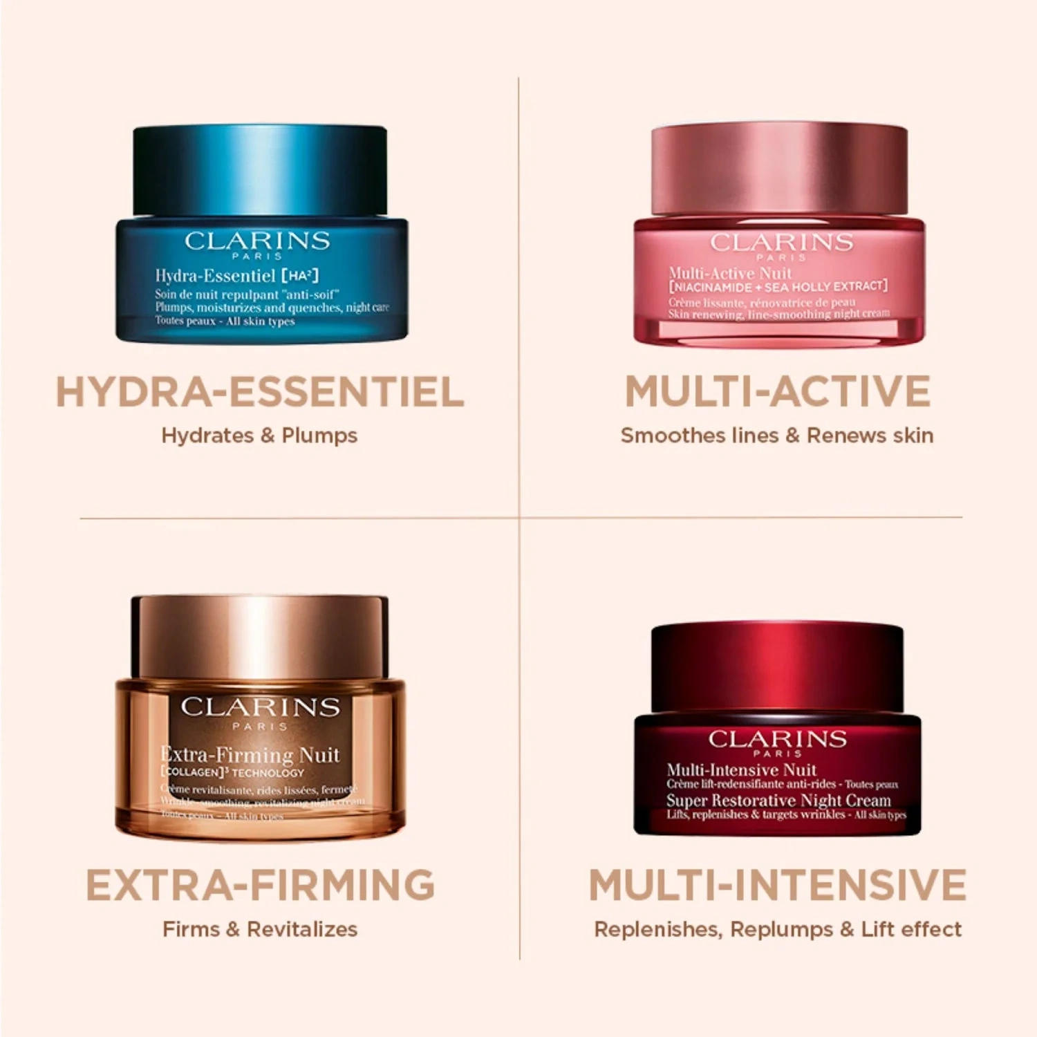 Clarins Extra-Firming Nuit Wrinkle-Smoothing, Revitalizing Night Cream All Skin Types 50 ml