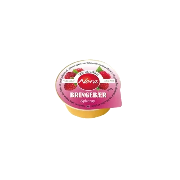 Bringebærsylt Porsj 24g Nora