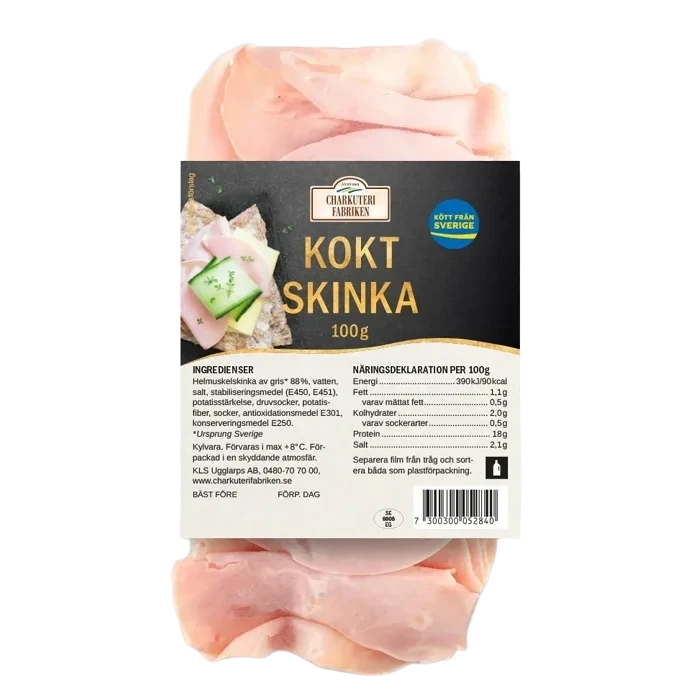 Skinka Kokt Tunna skivor 100g Charkuterifabriken