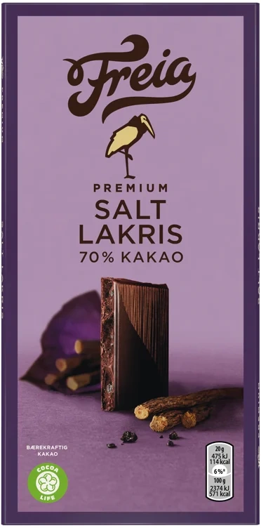 Premium mørk tynn 70% lakris  100g