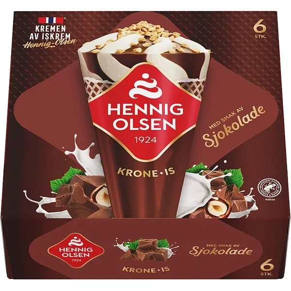 Krone-is Sjokolade 6stk Hennig-olsen