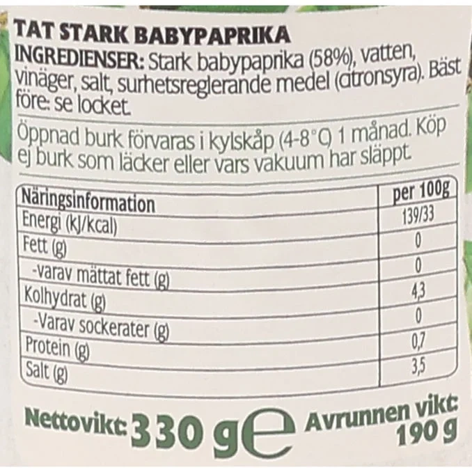 Inlagd Stark Babypaprika