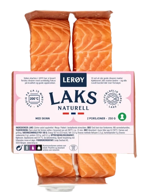 Laks Porsjoner m/Skinn 2x125g Aluform Lerøy