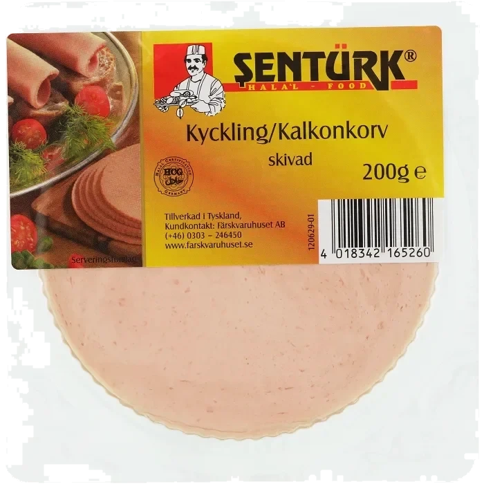 Kyckling Kalkonkorv skivad 200g Sentürk