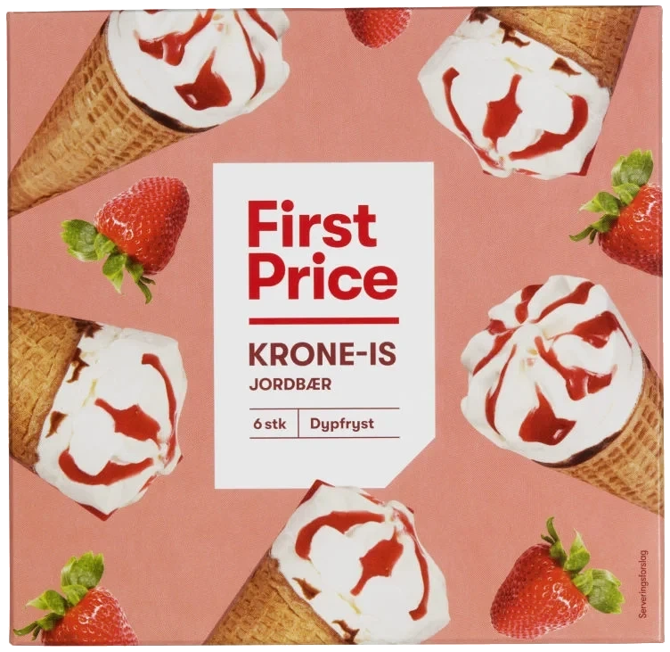 Krone-is Jordbær 6stk First Price