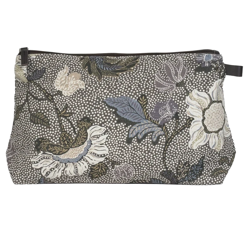 Ceannis Cosmetic Small Khaki Flower Linen