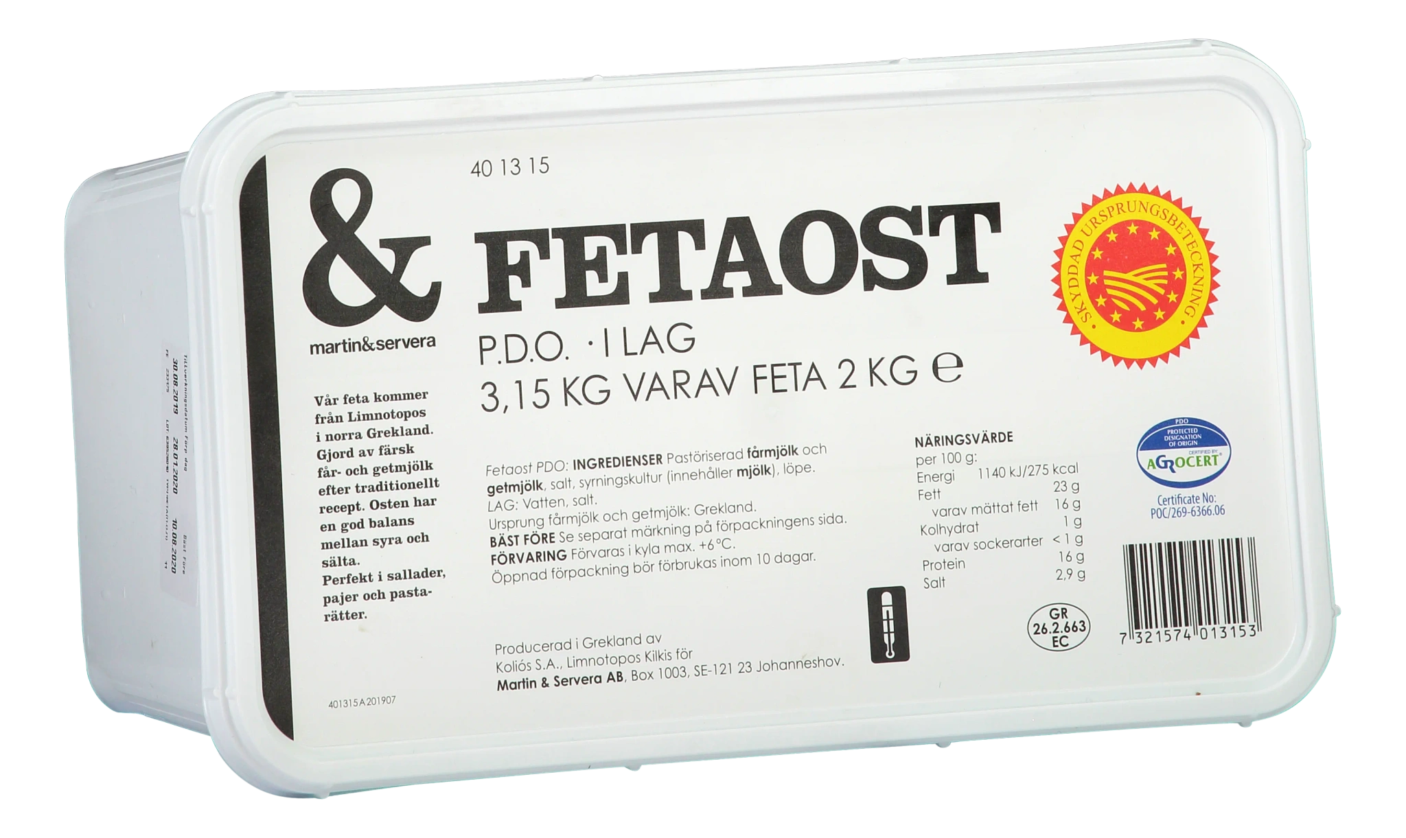 Fetaost hel grekisk
