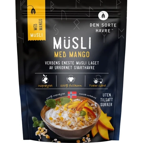 Musli m/Mango 400g Den Sorte Havre