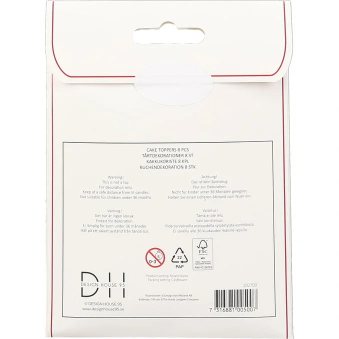 Bullerbyn Tårtdekoration 8-pack