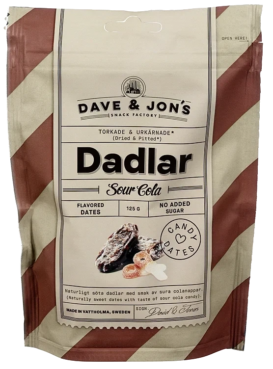Dadlar Sour Cola 125g Dave & Jon's