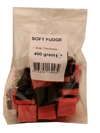 Soft Fudge Lakris/Bringebær 400g