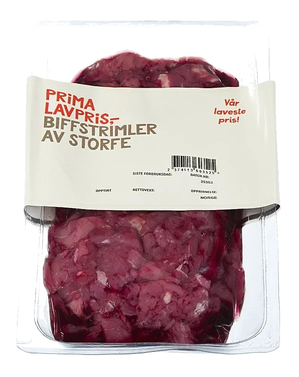 Storfe biffstrimler  350g