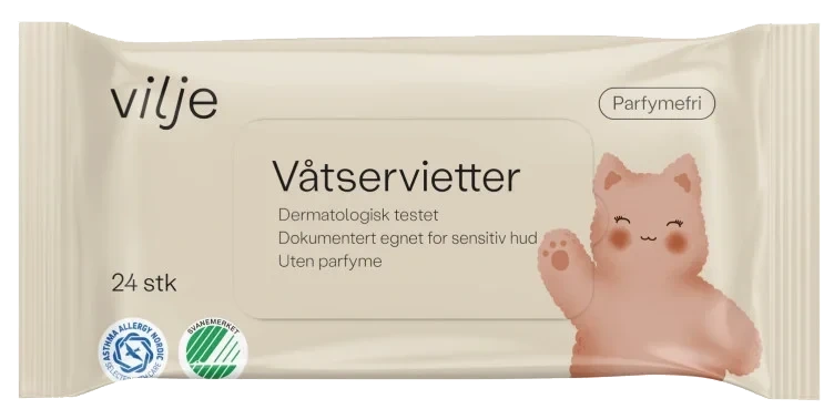 Våtservietter Plastfri 24stk Vilje