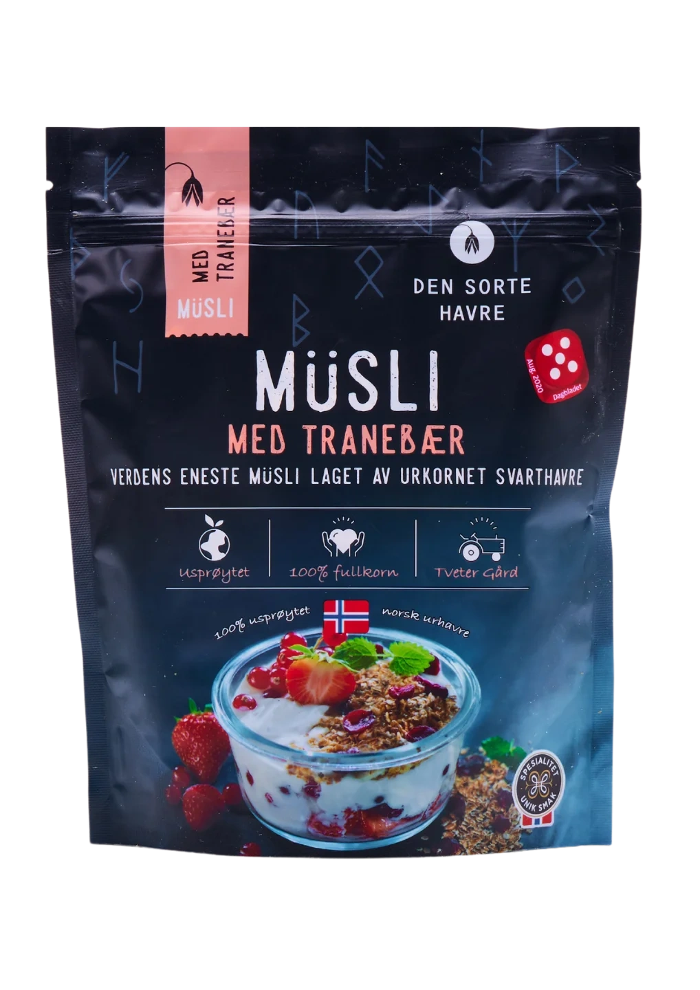 Den Sorte Havre Müsli - med Tranebær i Pose - 400g