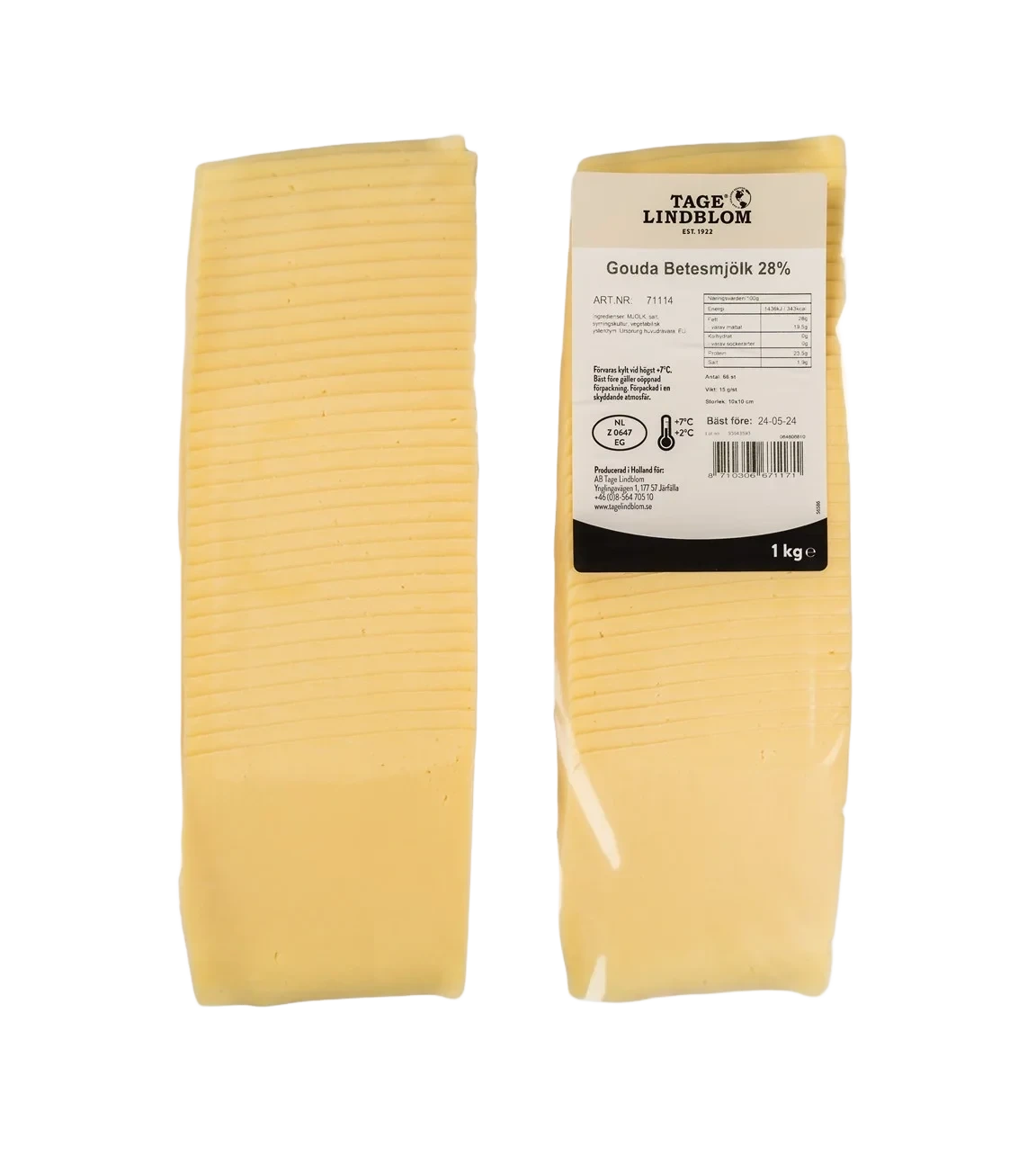 Skivad Gouda Betesmjölk 28% 66x15g